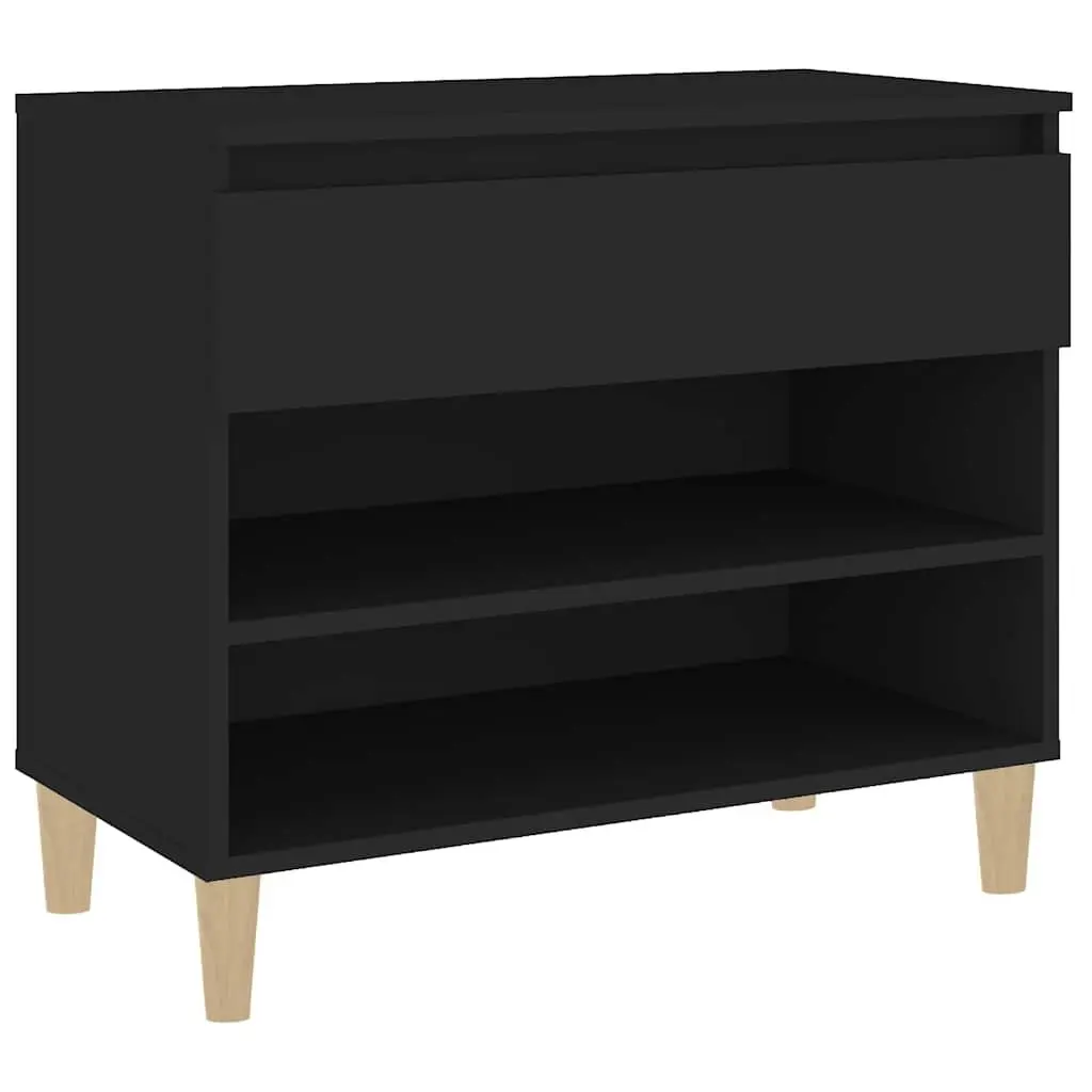 Shoe Cabinet Storage Organiser Engineered Wood 70x36x60cm Black Hall Cupboard