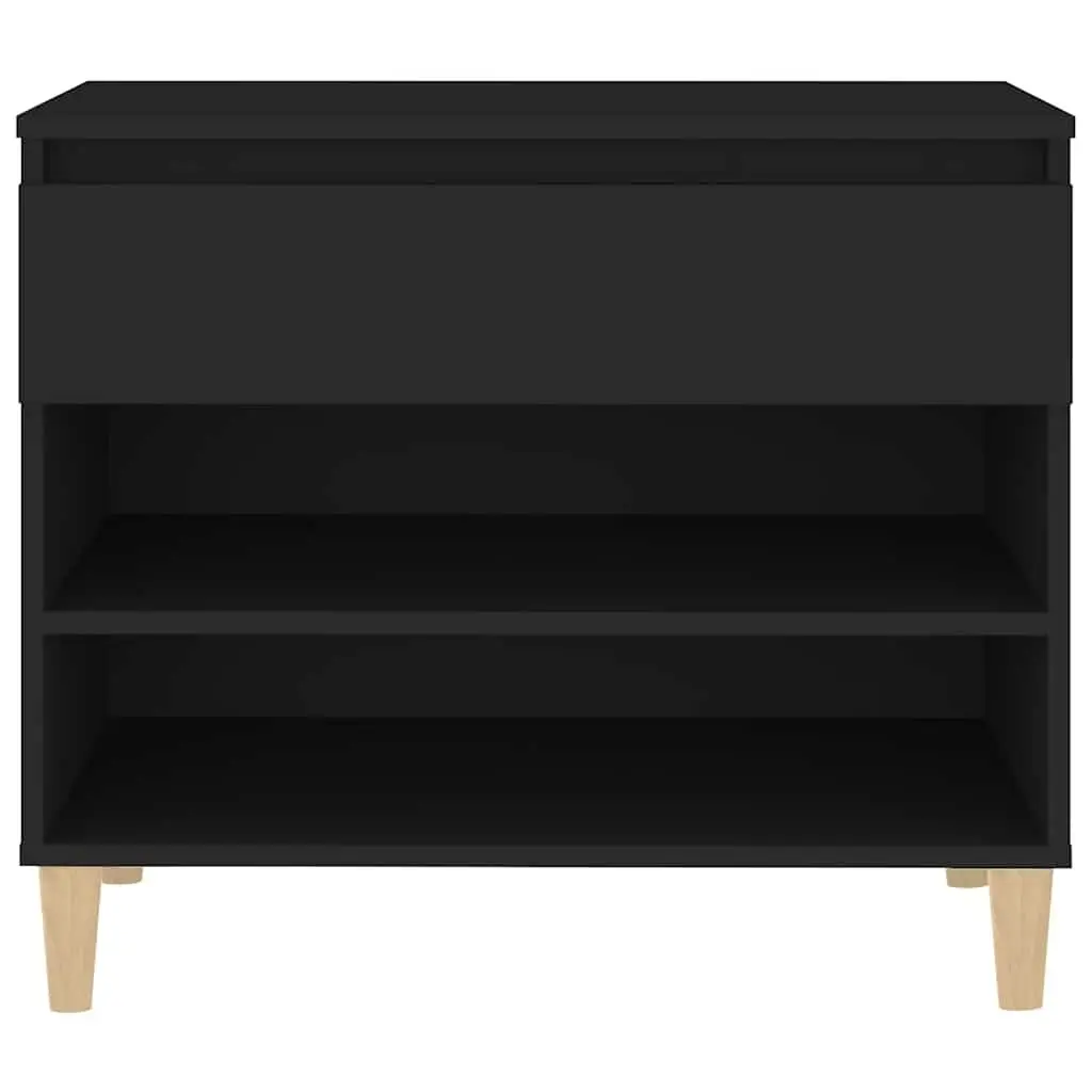 Shoe Cabinet Storage Organiser Engineered Wood 70x36x60cm Black Hall Cupboard