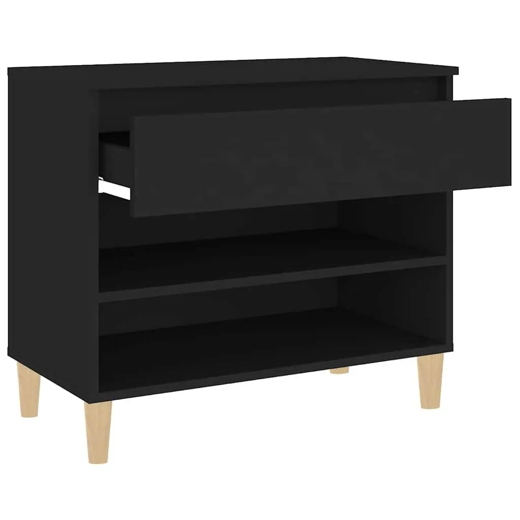 Shoe Cabinet Storage Organiser Engineered Wood 70x36x60cm Black Hall Cupboard