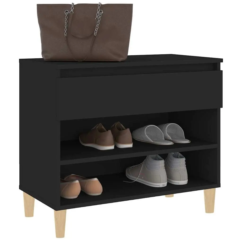 Shoe Cabinet Storage Organiser Engineered Wood 70x36x60cm Black Hall Cupboard