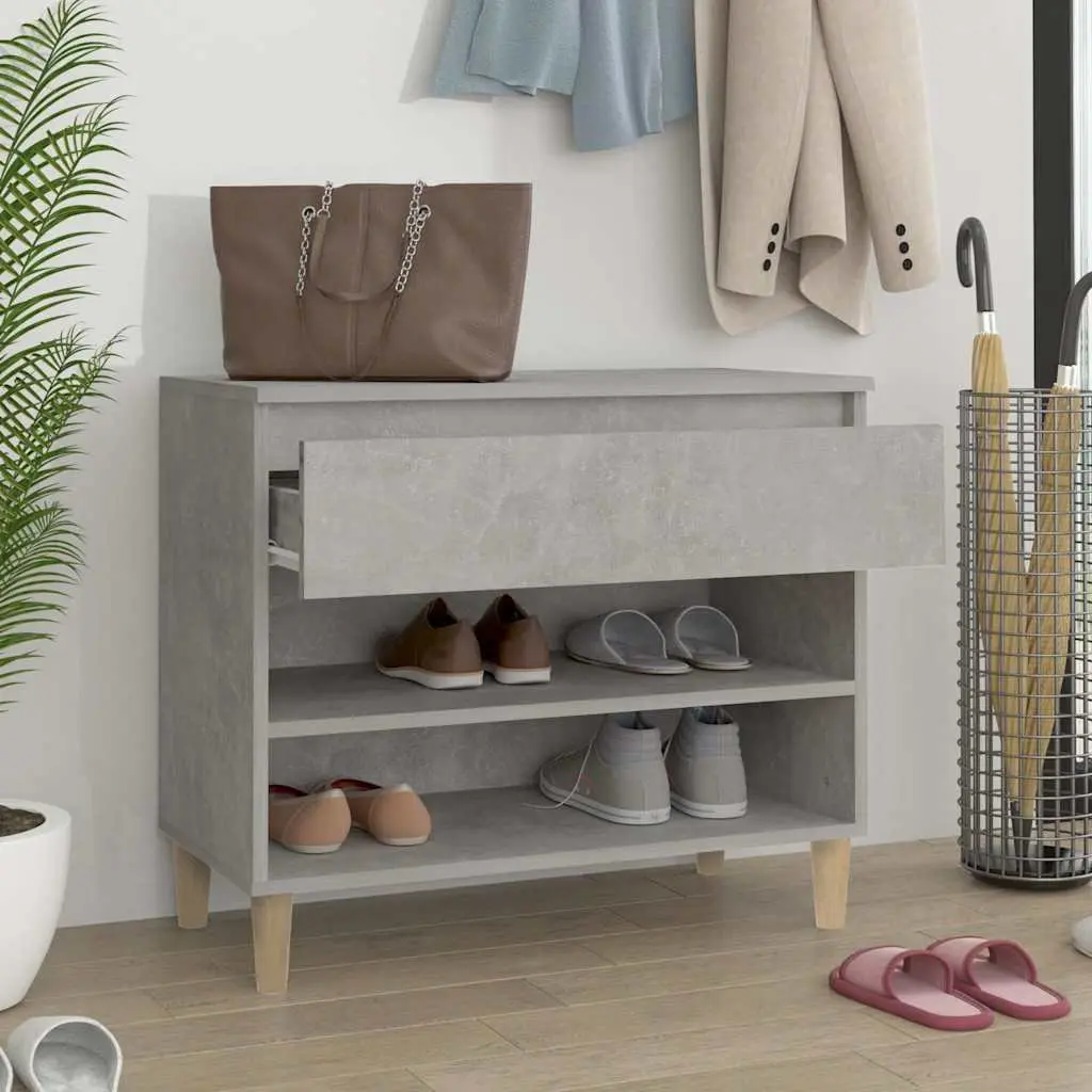 Shoe Cabinet Engineered Wood Grey 70x36x60cm Hallway Storage Organiser