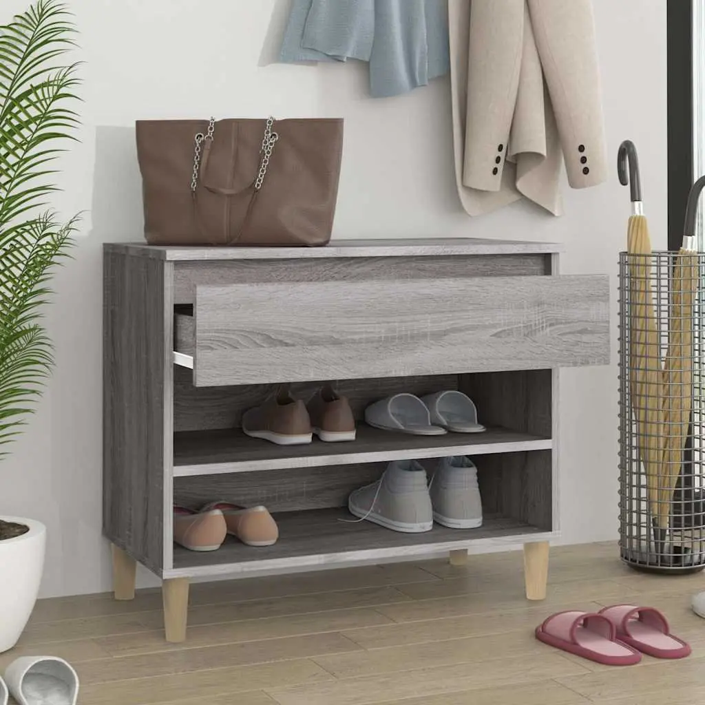 Shoe Cabinet Grey Sonoma 70x36x60 cm Storage Organiser Engineered Wood 2