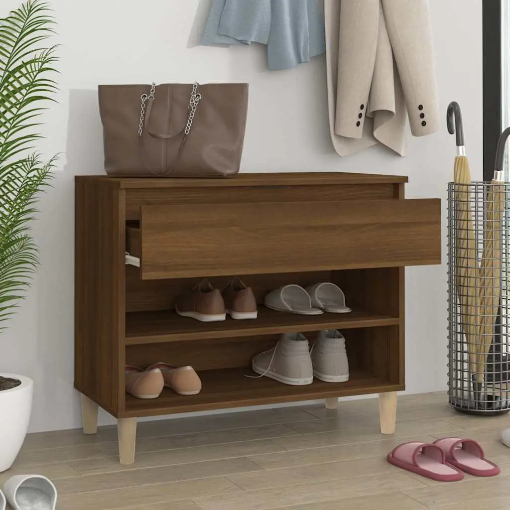Shoe Cabinet Engineered Wood 70x36x60 cm Brown Oak Storage Organiser