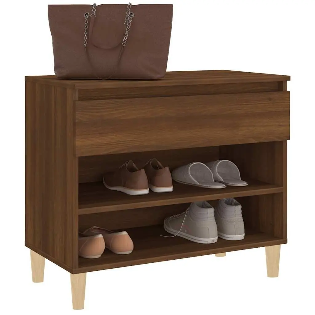 Shoe Cabinet Engineered Wood 70x36x60 cm Brown Oak Storage Organiser