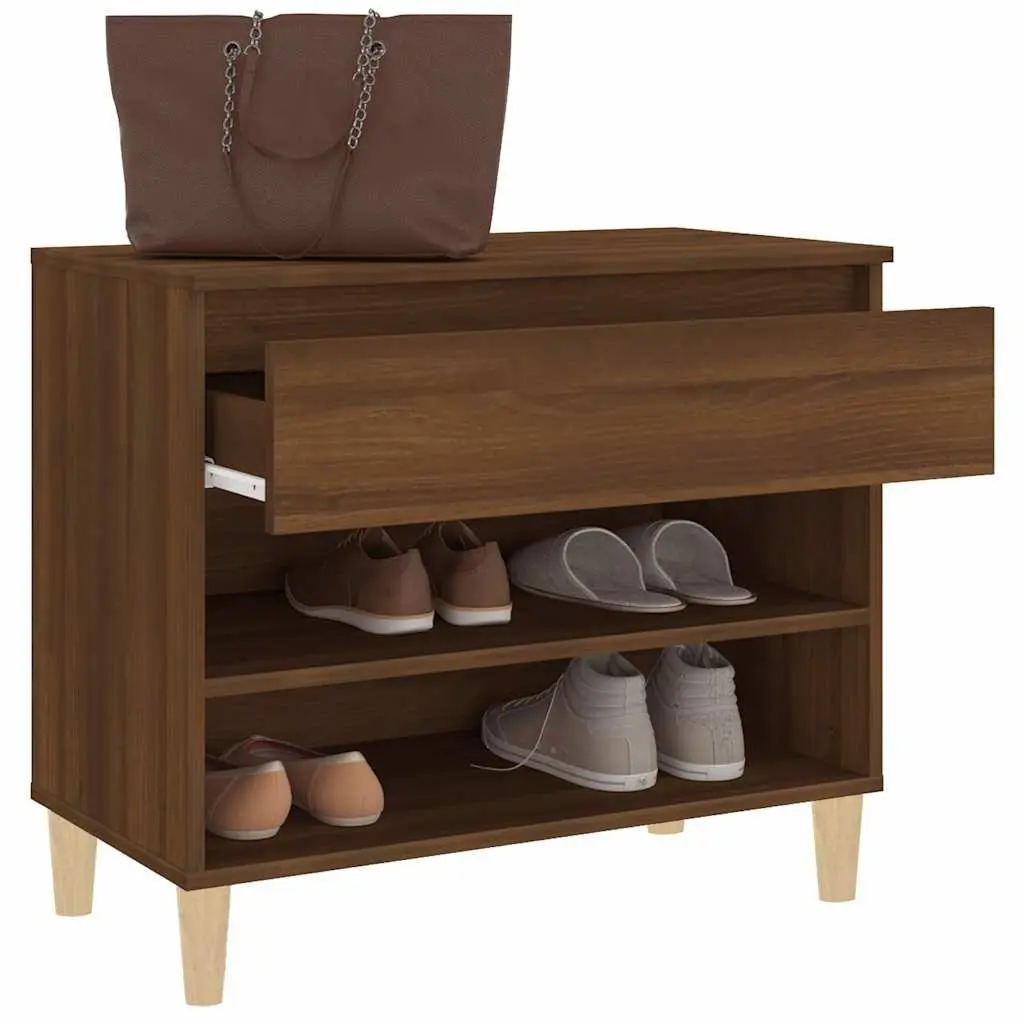 Shoe Cabinet Engineered Wood 70x36x60 cm Brown Oak Storage Organiser
