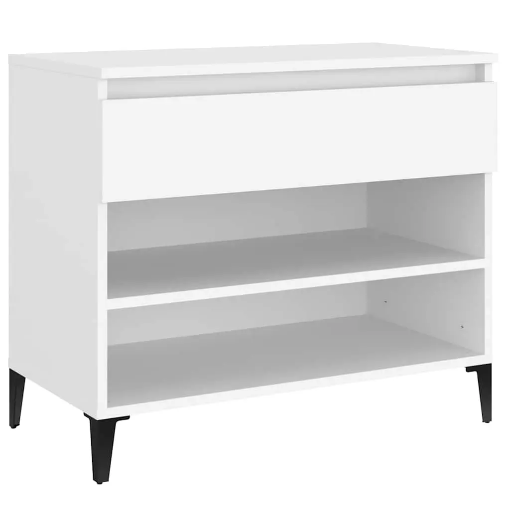 Shoe Cabinet Engineered Wood 70x36x60 cm White Storage Organiser 2 Compartments