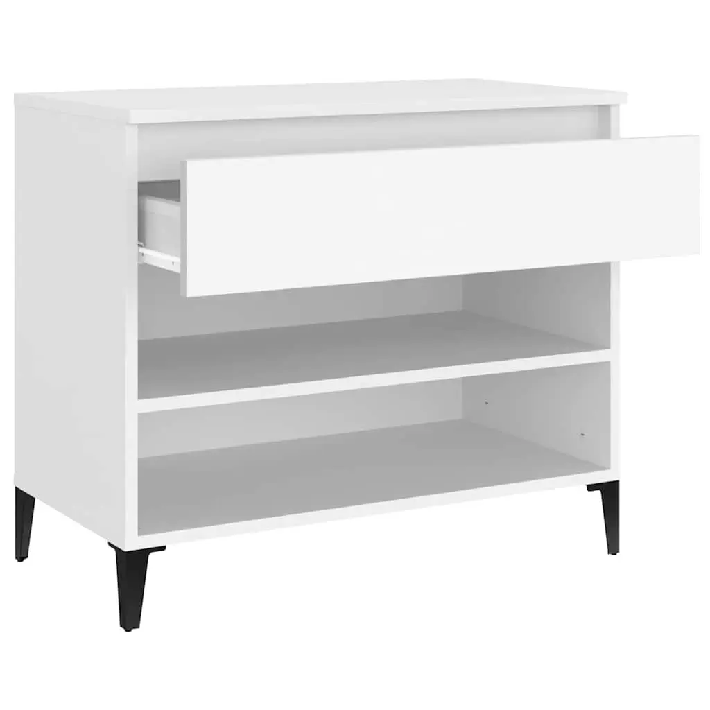 Shoe Cabinet Engineered Wood 70x36x60 cm White Storage Organiser 2 Compartments