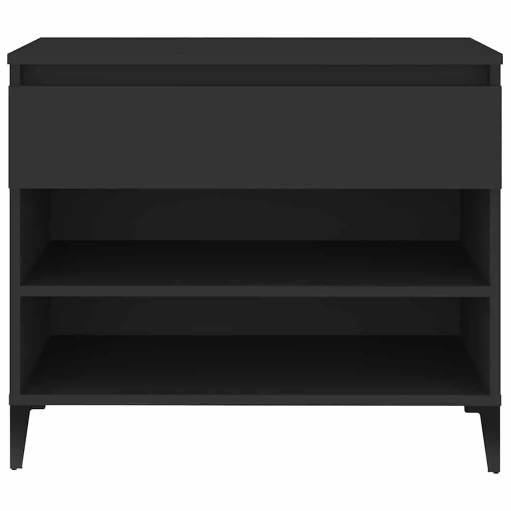 Shoe Storage Organiser Engineered Wood Black 70x36x60cm 2 Compartments Cabinet