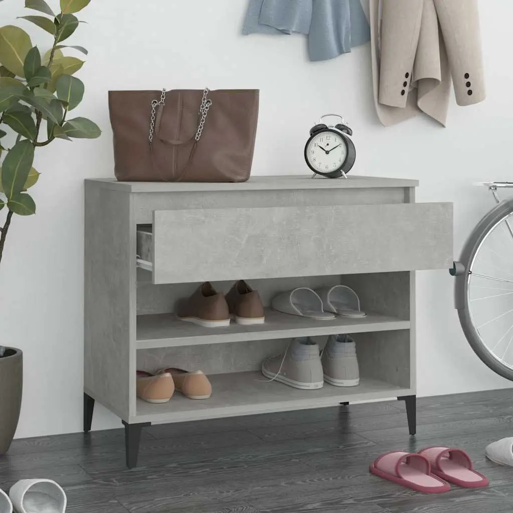 Shoe Cabinet Organiser Engineered Wood 70W x 36D x 60H cm Grey