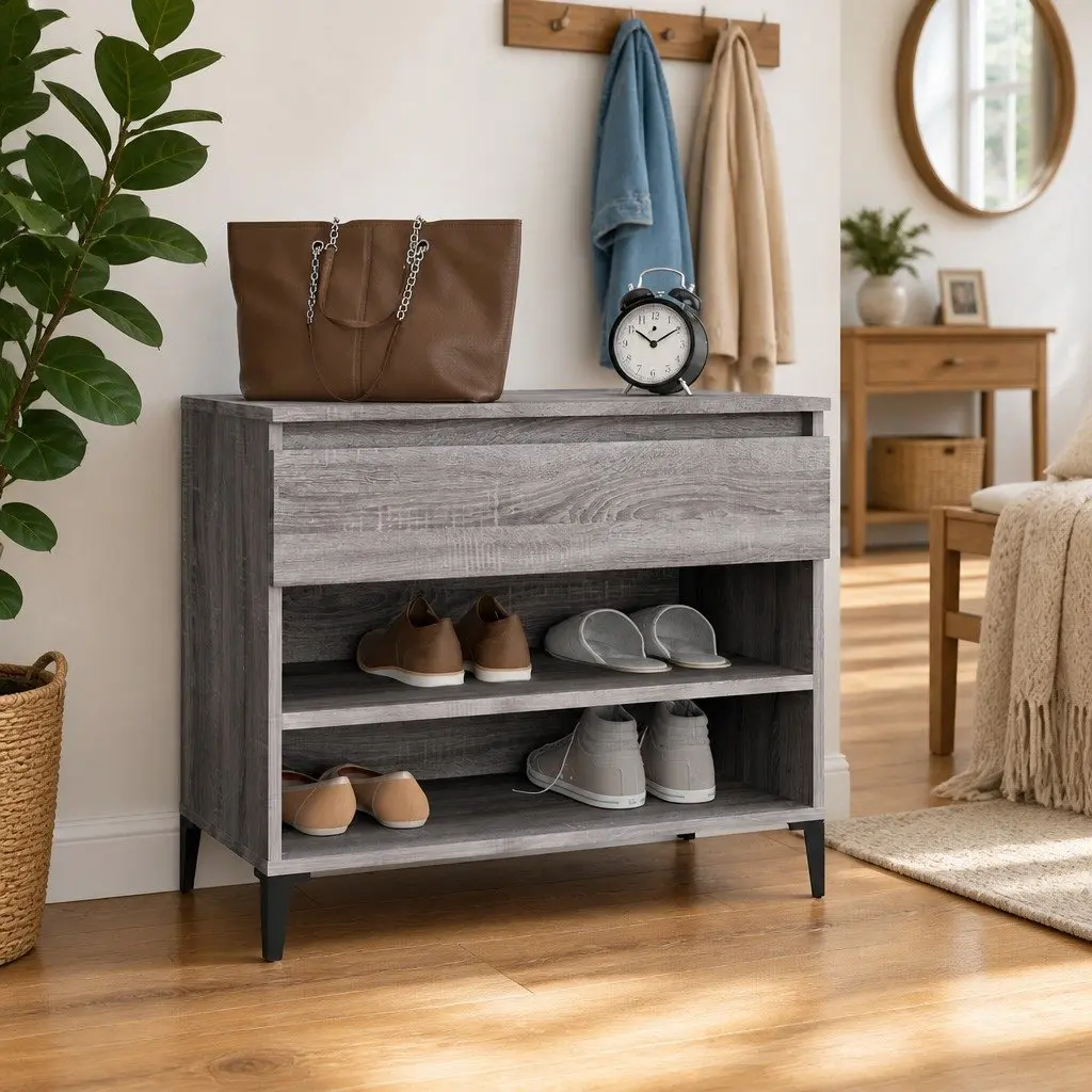 Shoe Cabinet Engineered Wood Grey 70x36x60 cm