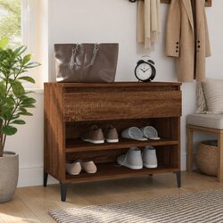 Practical Shoe Cabinet in Brown Oak for Home Storage 70x36x60 cm