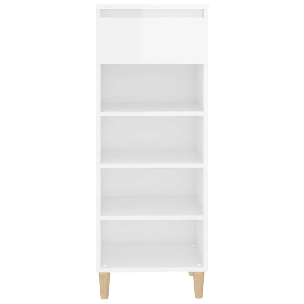 Shoe Cabinet Engineered Wood 40x36x105cm High Gloss White 4 Shelves with Drawer Storage Organiser