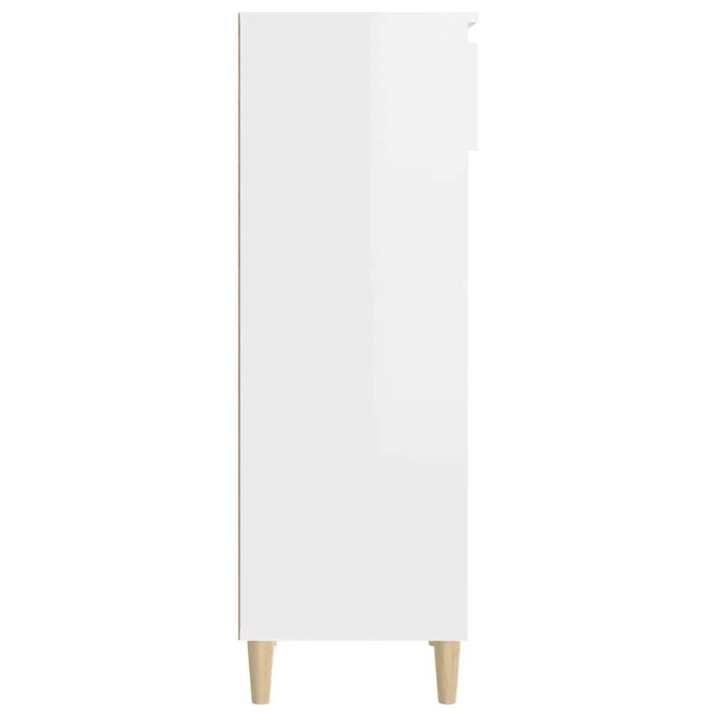 Shoe Cabinet Engineered Wood 40x36x105cm High Gloss White 4 Shelves with Drawer Storage Organiser
