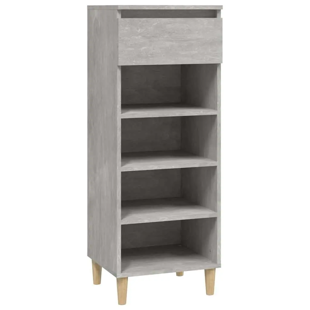 Shoe Cabinet Wooden 4 Shelves 1 Drawer Grey