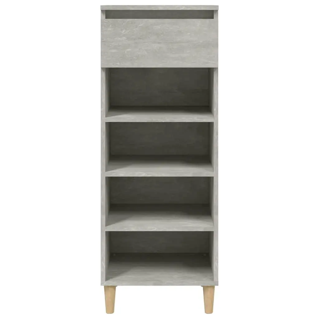 Shoe Cabinet Wooden 4 Shelves 1 Drawer Grey