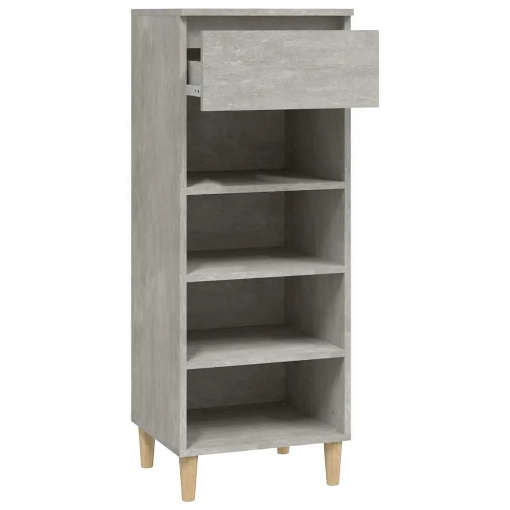Shoe Cabinet Wooden 4 Shelves 1 Drawer Grey