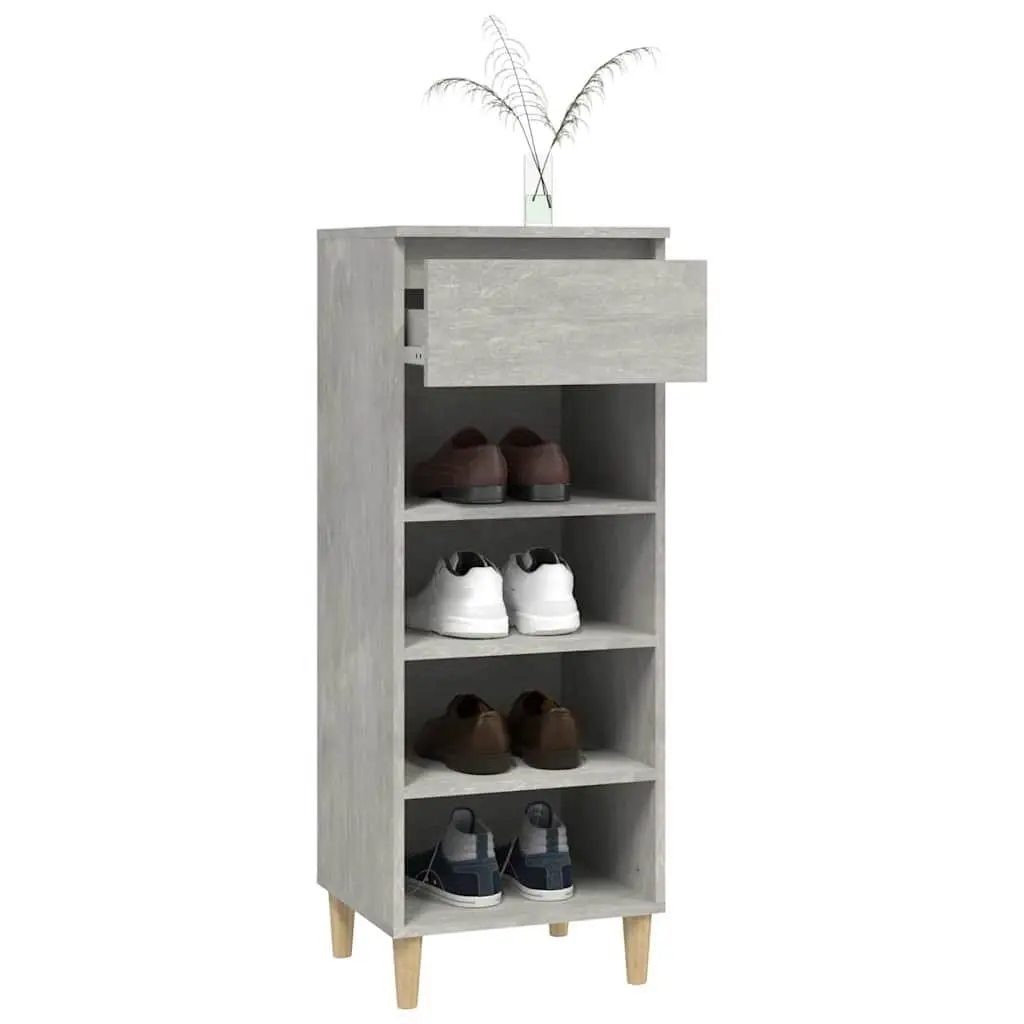 Shoe Cabinet Wooden 4 Shelves 1 Drawer Grey