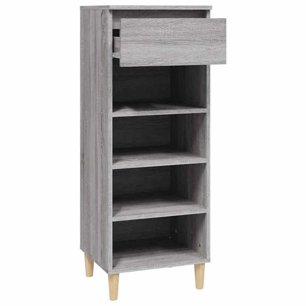 Shoe Cabinet Engineered Wood 40x36x105 cm Grey with 4 Shelves and Drawer