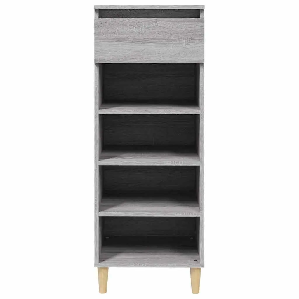 Shoe Cabinet Engineered Wood 40x36x105 cm Grey with 4 Shelves and Drawer