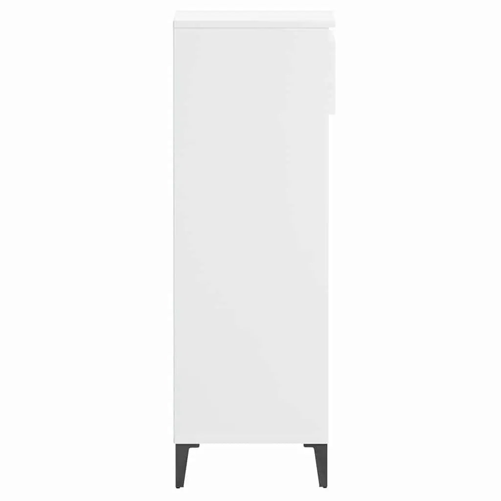 Shoe Storage Cabinet Engineered Wood High Gloss White 3 Shelves and Drawer