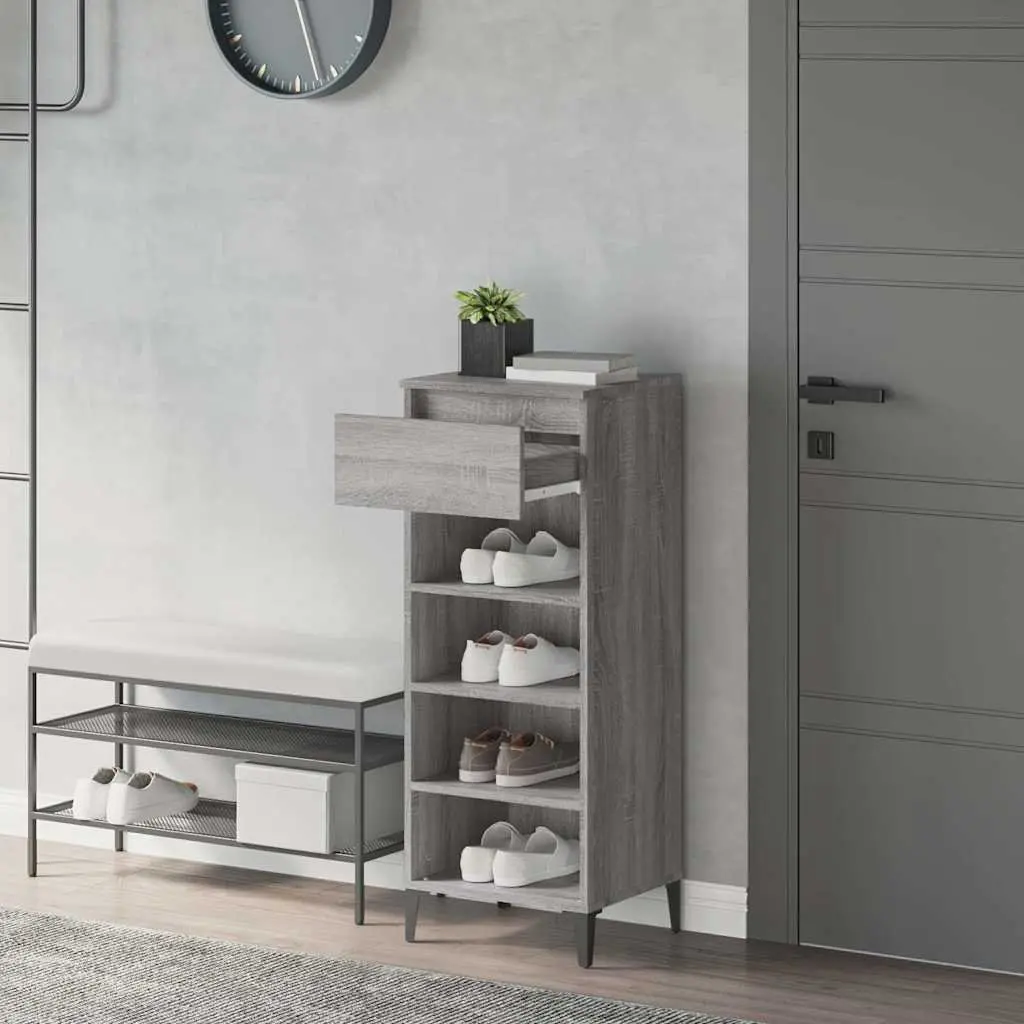 Shoe Rack Storage Cabinet Engineered Wood 40x36x105cm Grey
