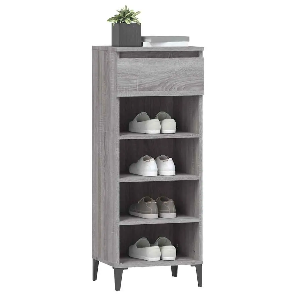 Shoe Rack Storage Cabinet Engineered Wood 40x36x105cm Grey