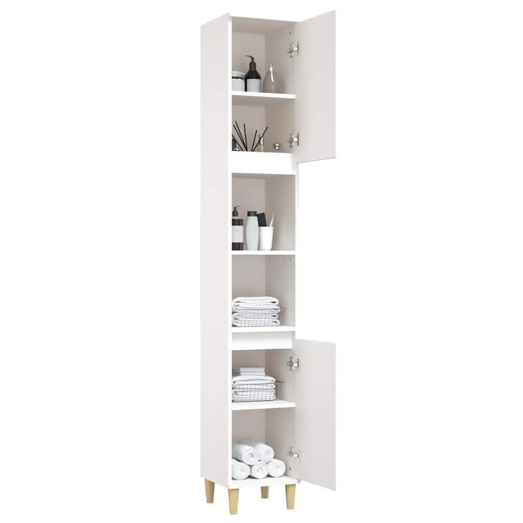 Bathroom Vanity Cabinet White Storage Unit 6 Compartments 2 Doors Engineered