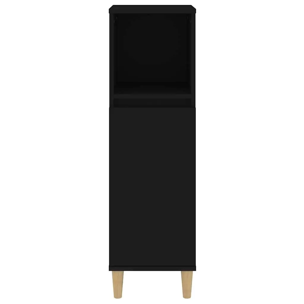Bathroom Cabinet Engineered Wood Black 30x30x100cm