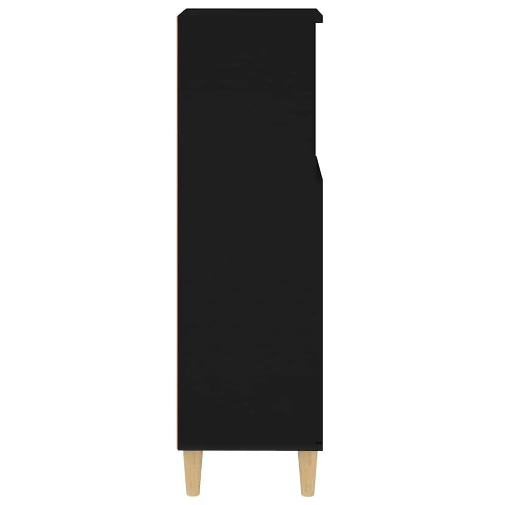 Bathroom Cabinet Engineered Wood Black 30x30x100cm