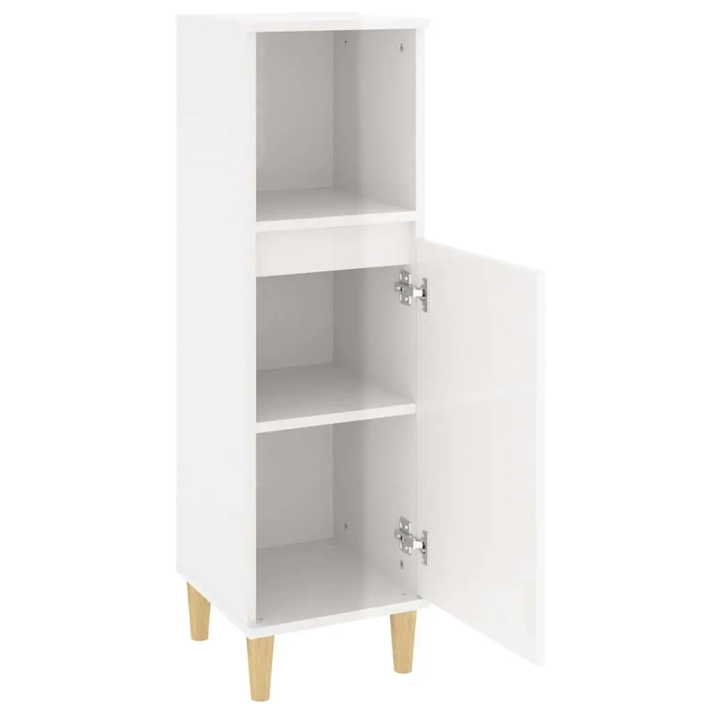 Bathroom Vanity Cabinet Engineered Wood High Gloss White Storage Unit 30x30x100cm
