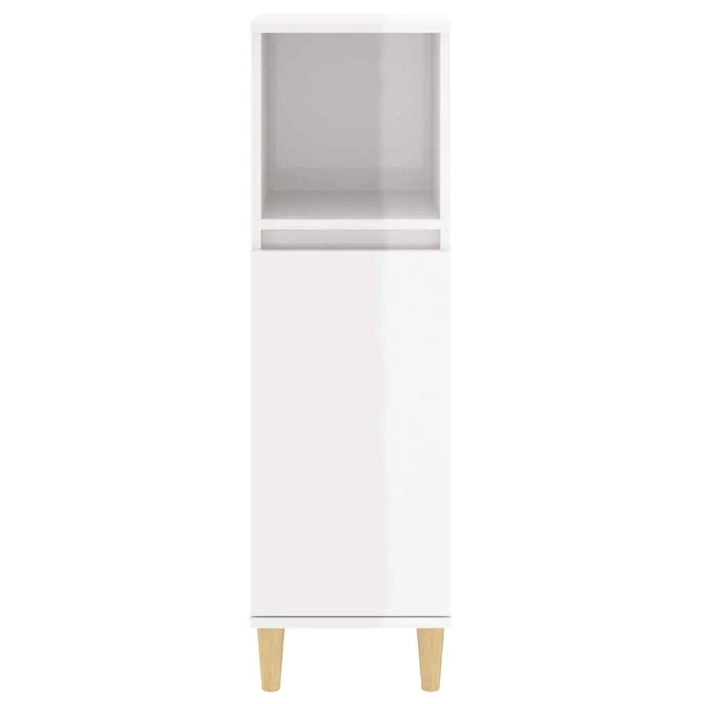 Bathroom Vanity Cabinet Engineered Wood High Gloss White Storage Unit 30x30x100cm