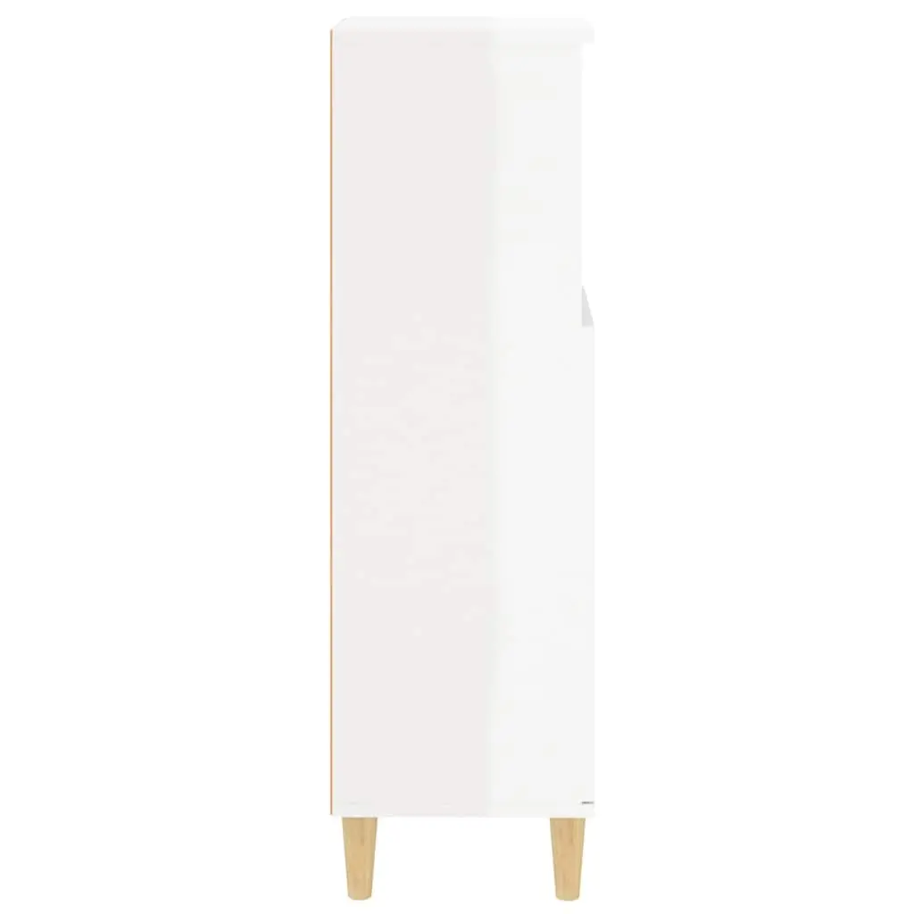 Bathroom Vanity Cabinet Engineered Wood High Gloss White Storage Unit 30x30x100cm