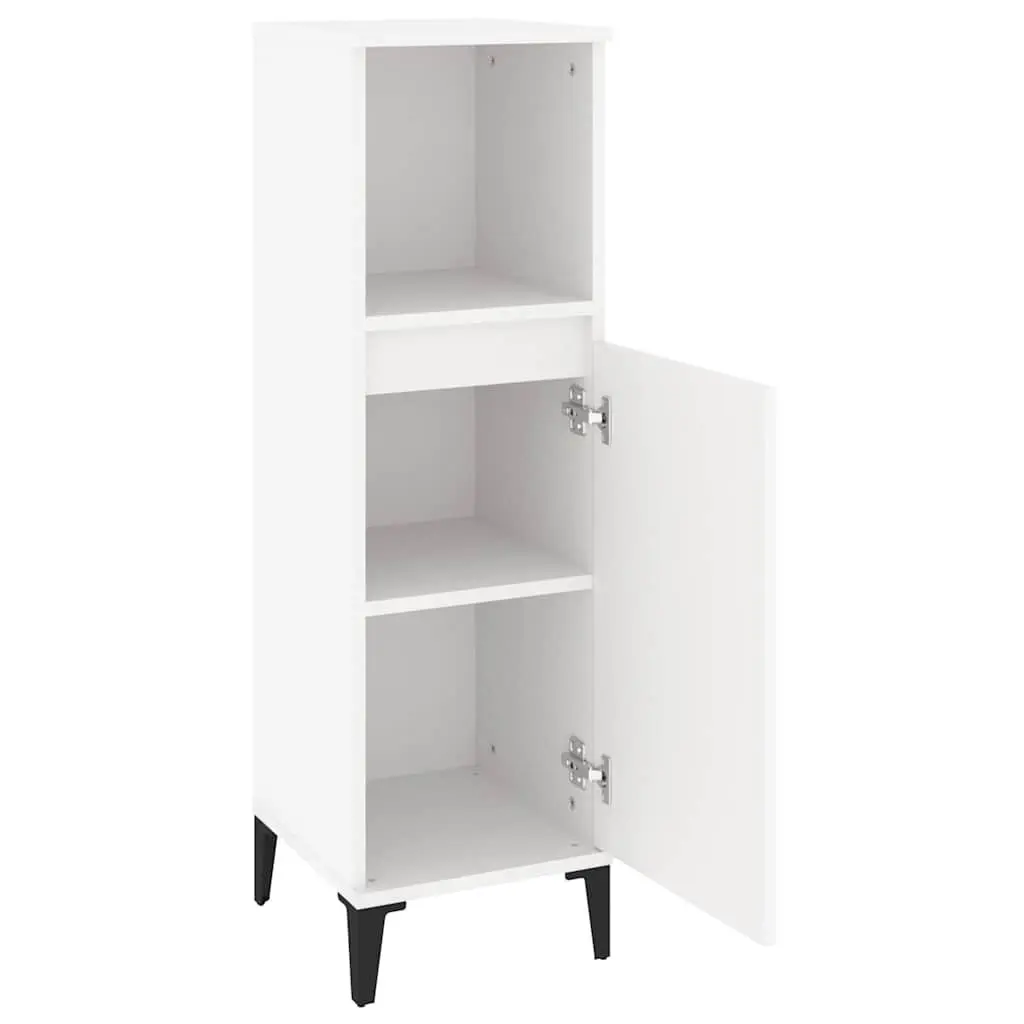 Bathroom Cabinet Engineered Wood 30x30x100cm White Storage Unit