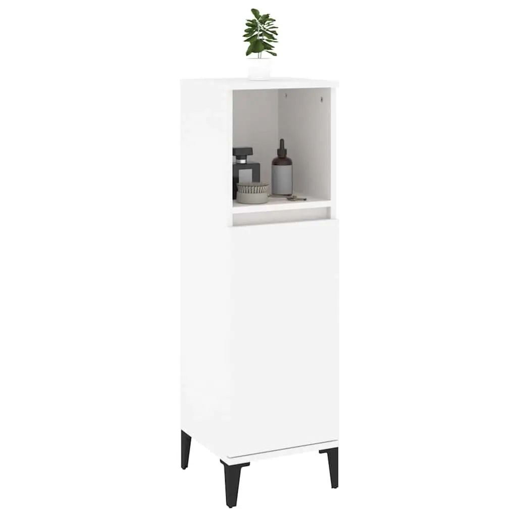 Bathroom Cabinet Engineered Wood 30x30x100cm White Storage Unit