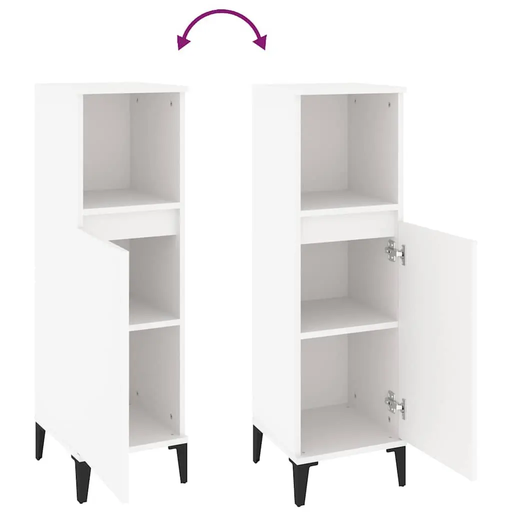 Bathroom Cabinet Engineered Wood 30x30x100cm White Storage Unit