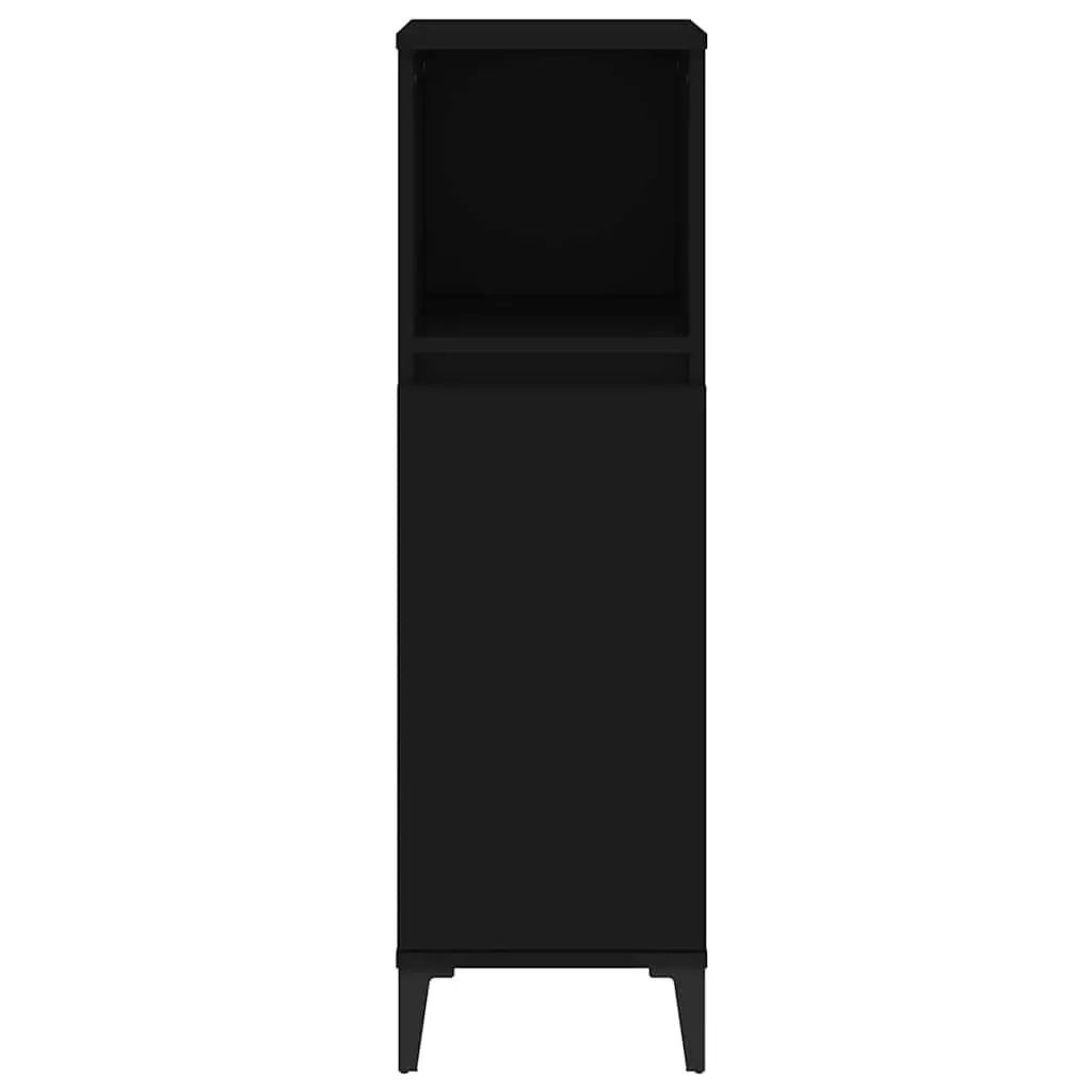 Bathroom Cabinet Engineered Wood Black 30x30x100cm