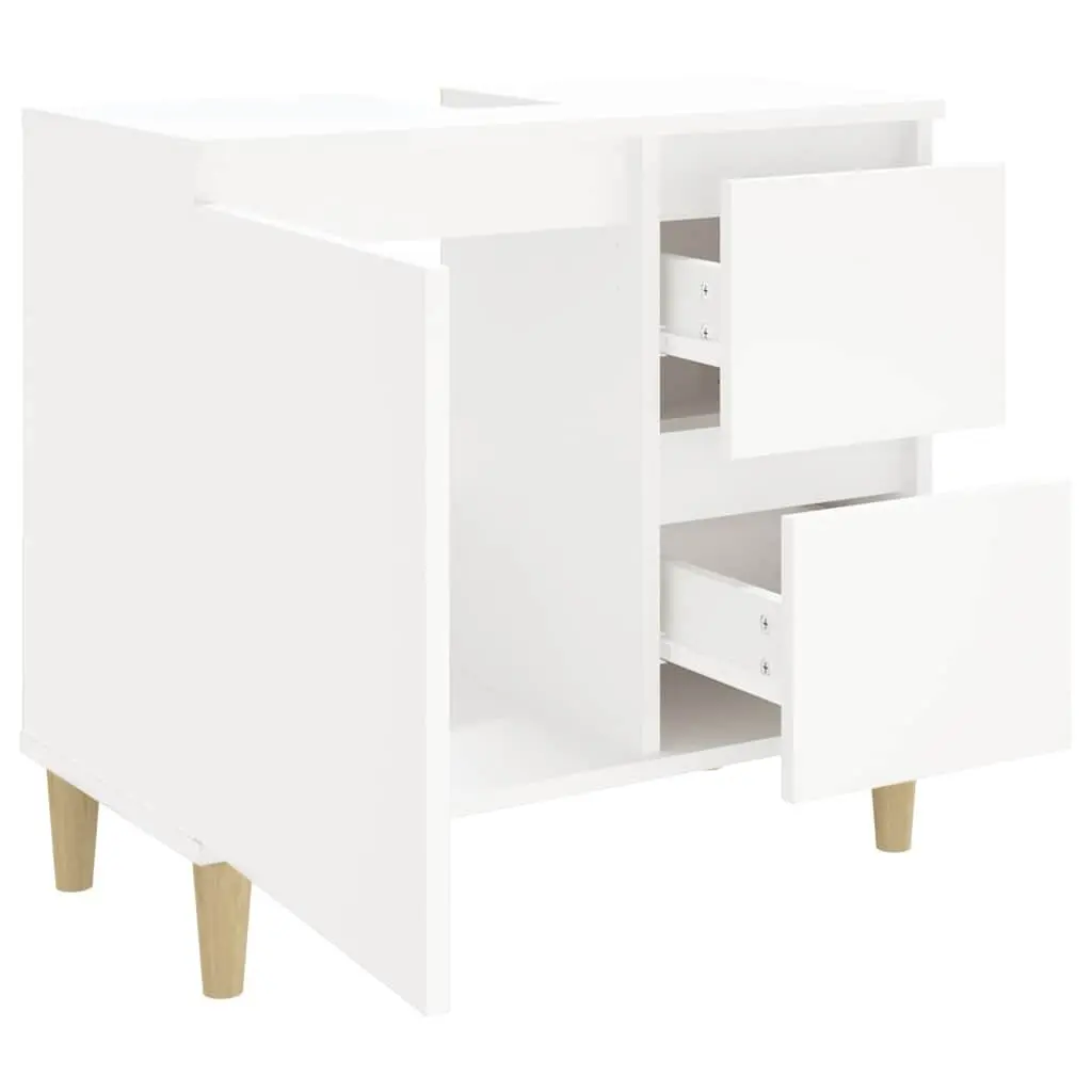 Bathroom Cabinet Engineered Wood White 2 Drawers 1 Door Compartment Storage Unit