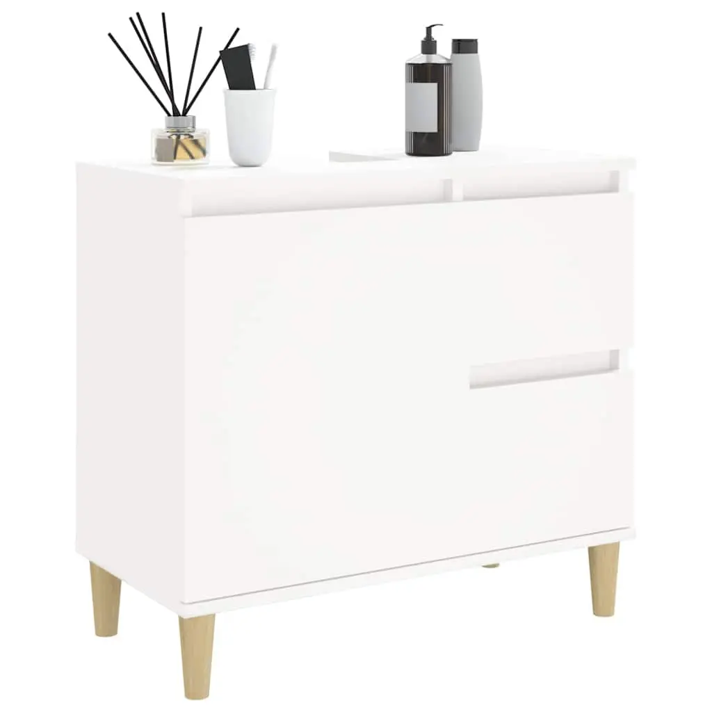 Bathroom Cabinet Engineered Wood White 2 Drawers 1 Door Compartment Storage Unit