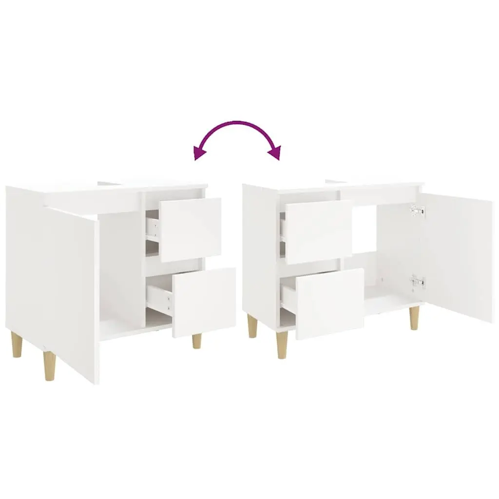Bathroom Cabinet Engineered Wood White 2 Drawers 1 Door Compartment Storage Unit