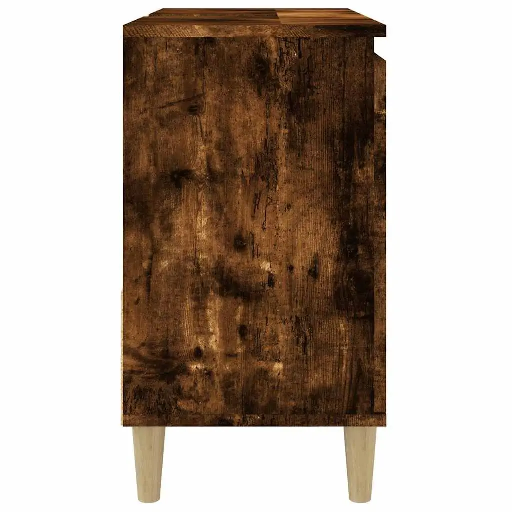 Bathroom Cabinet Engineered Wood 65x33x60cm Smoked Oak 2 Drawers