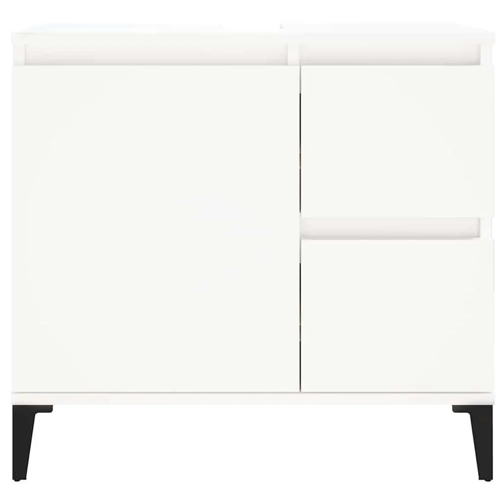 Bathroom Cabinet Engineered Wood 65x33x60 cm White Vanity Storage Unit with Drawers and Door