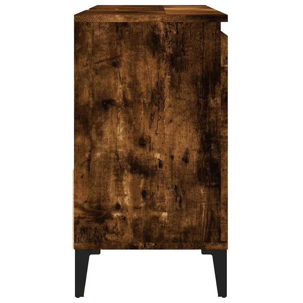 Bathroom Cabinet Storage Unit Engineered Wood Brown 65x33x60cm with 2 Drawers and 1 Door Compartment