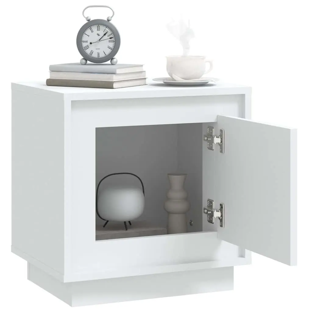 Bedside Cabinets Engineered Wood 44x35x45 cm White Modern Nightstand Storage Cabinet 2 pcs