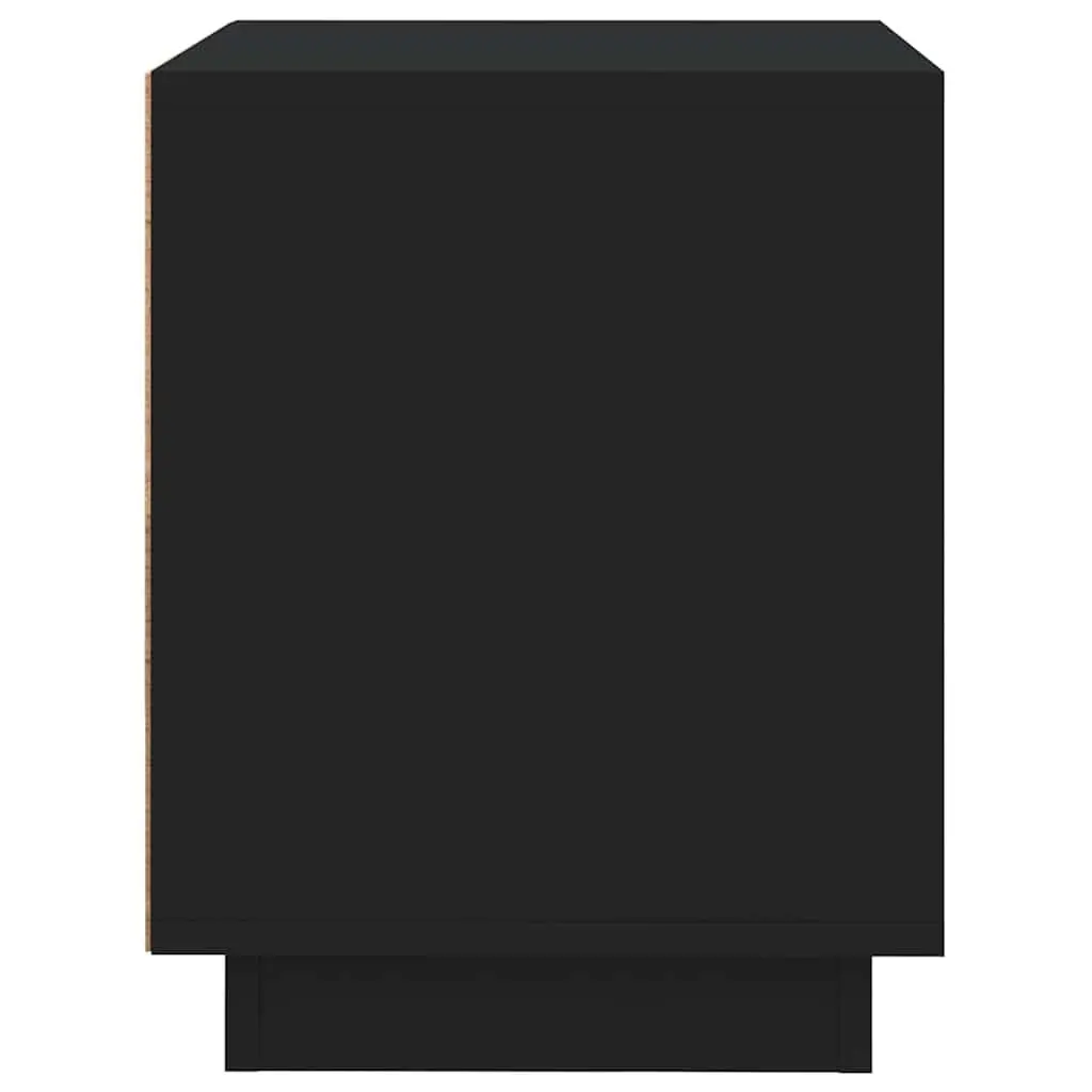 Bedside Cabinet Engineered Wood 44x35x45cm Black Modern Nightstand Storage Table