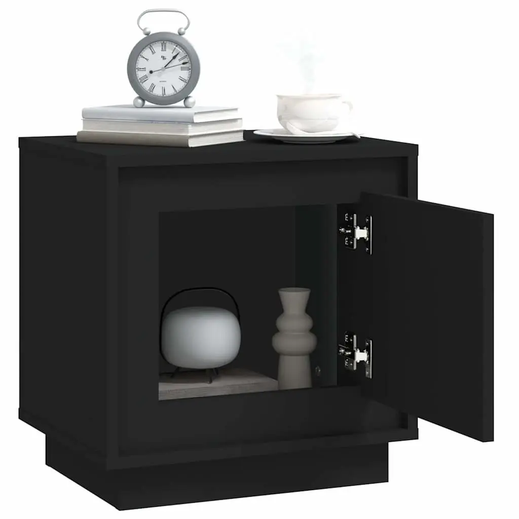 Bedside Cabinets Engineered Wood 44x35x45 cm Black 2 pcs Storage Nightstand