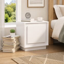 Bedside Cabinet White Modern Nightstand Storage Table with Door 44x35x45cm