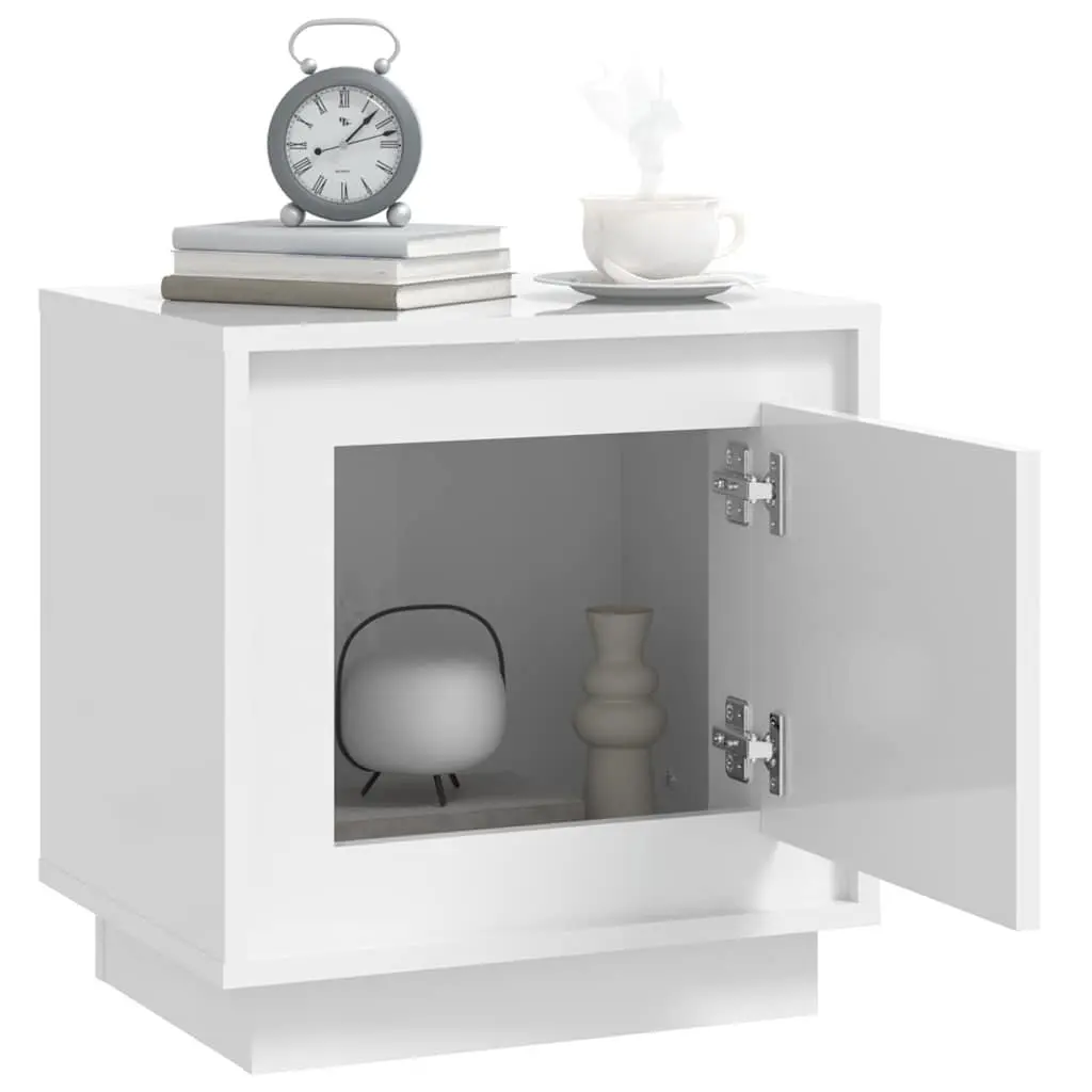 Bedside Cabinets White 44x35x45cm Modern Nightstand Storage Cabinet Set of 2