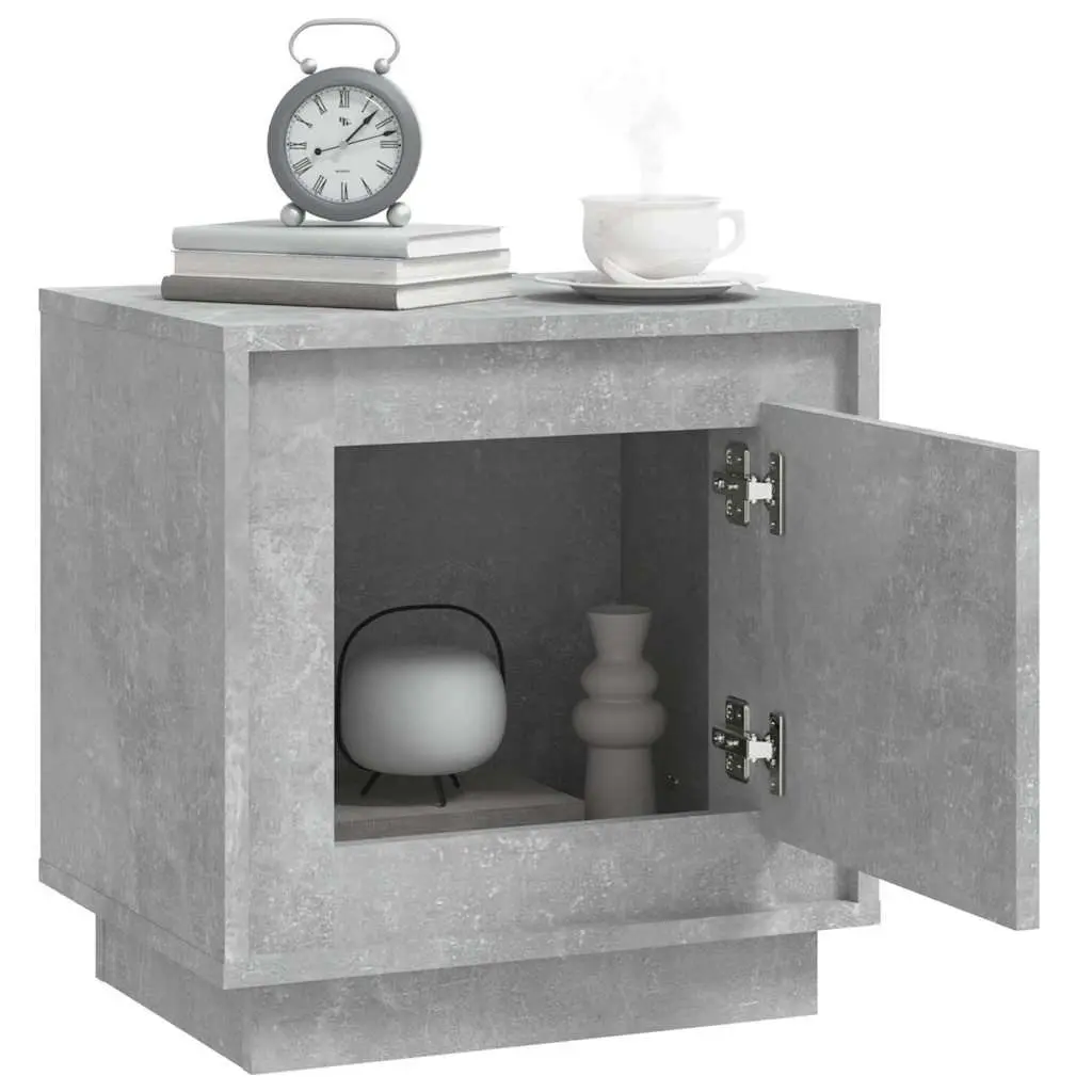 Grey Bedside Cabinet Set with Storage