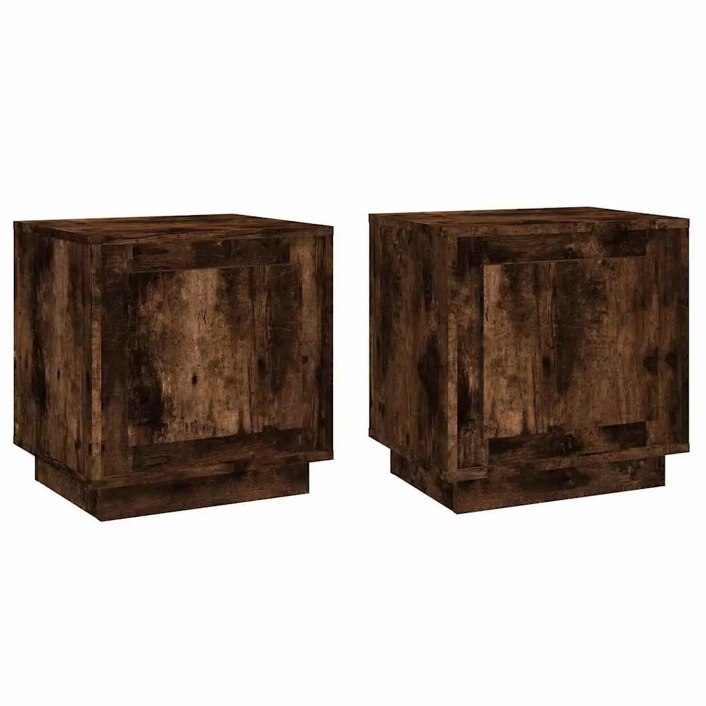 Bedside Cabinets 2 pcs Brown Modern Nightstand Storage Table Engineered Wood