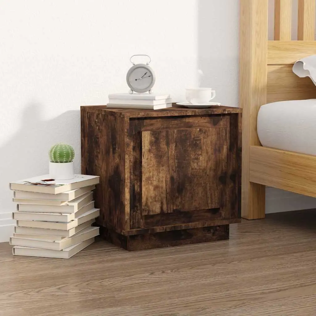 Bedside Cabinets 2 pcs Brown Modern Nightstand Storage Table Engineered Wood